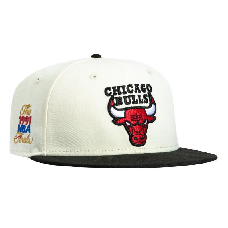 New Era 59Fifty Chicago Bulls 1991 NBA Finals Patch Hat - White, Black made by New Era