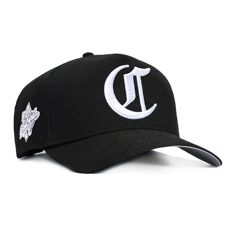 New Era 9Forty A-Frame Cincinnati Reds 1990 World Series Patch Old English Snapback Hat - Black, White sold by Hat Club