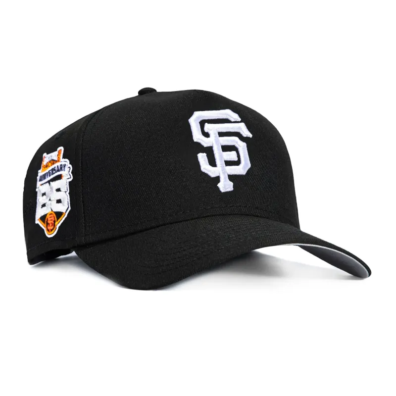New Era 9Forty A-Frame San Francisco Giants 25th Anniversary Stadium Patch Snapback Hat - Black, White sold by Hat Club