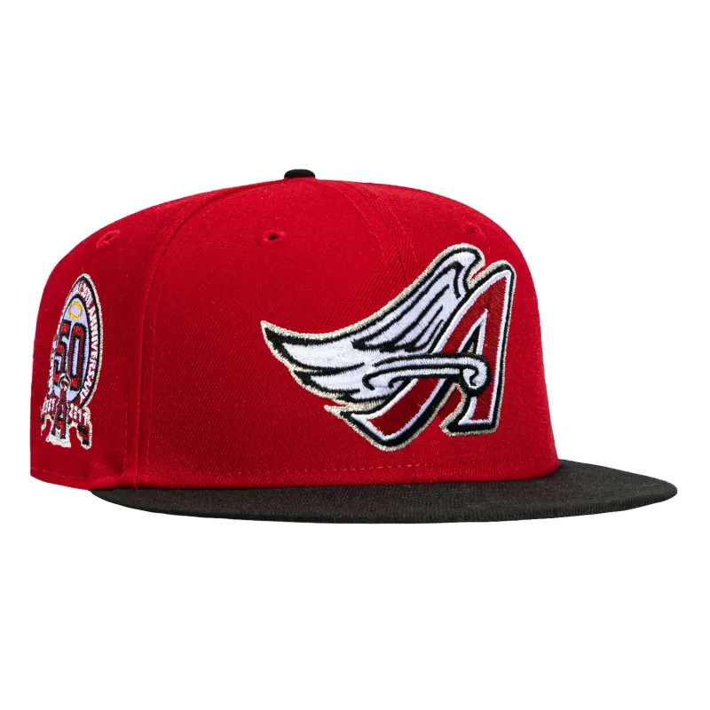 New Era 59Fifty Los Angeles Angels 50th Anniversary Patch Hat - Red, Black sold by Hat Club