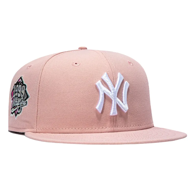New Era 59Fifty New York Yankees 1999 World Series Patch Hat - Pink, White made by New Era