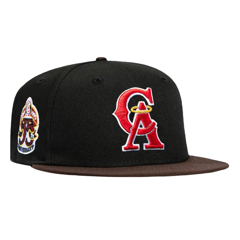 New Era 59Fifty Los Angeles Angels 35th Anniversary Patch Hat - Black, Brown sold by Hat Club