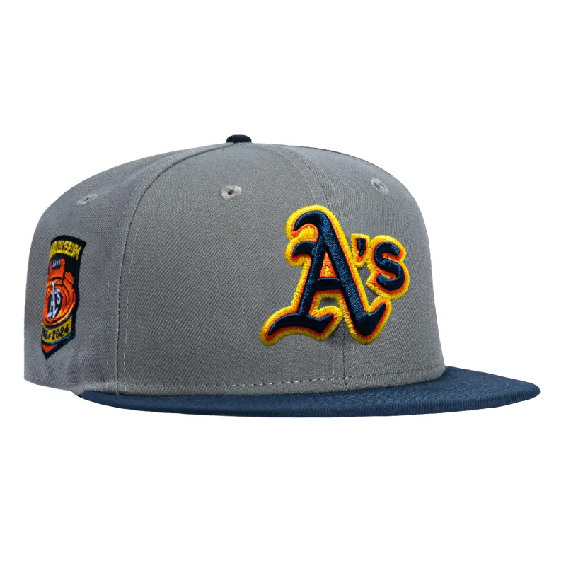 New Era 59Fifty Oakland Athletics Final Season Patch Hat - Storm Grey, Navy, Orange, Gold made by New Era