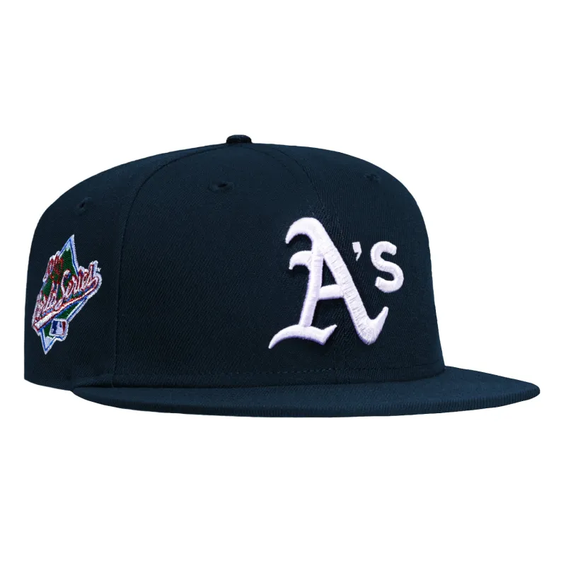 New Era 59Fifty Blue Hour Oakland Athletics 1989 World Series Patch Hat - Navy sold by Hat Club