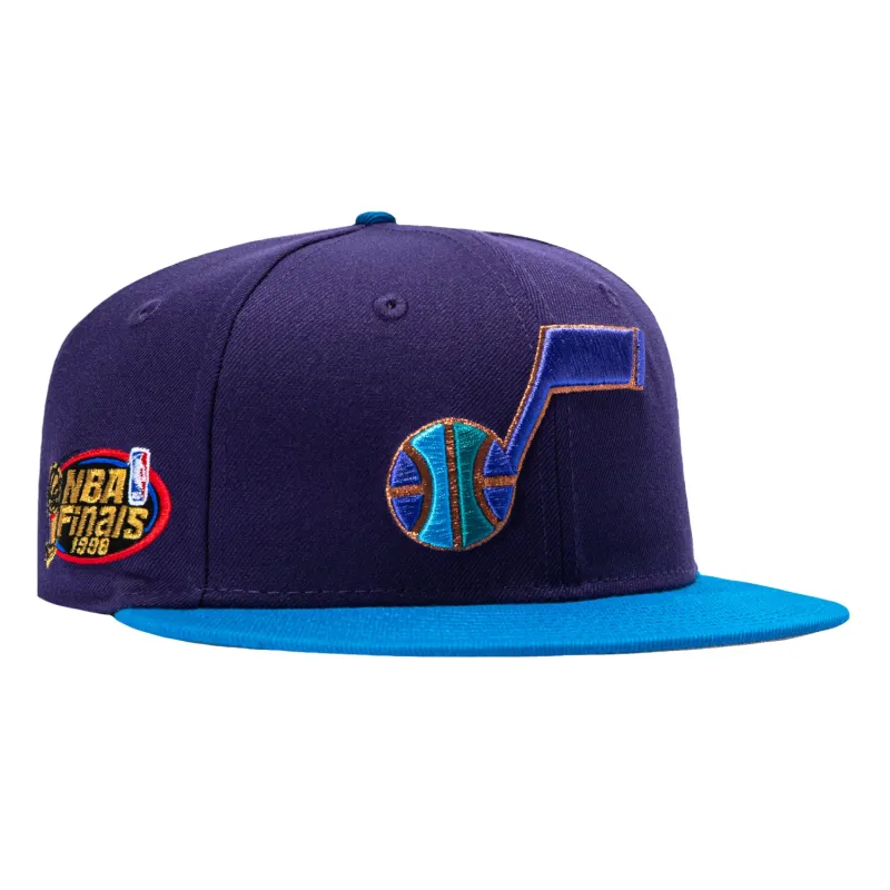 New Era 59Fifty Utah Jazz 1998 NBA Finals Patch Alternate Hat - Purple, Neon Blue made by New Era