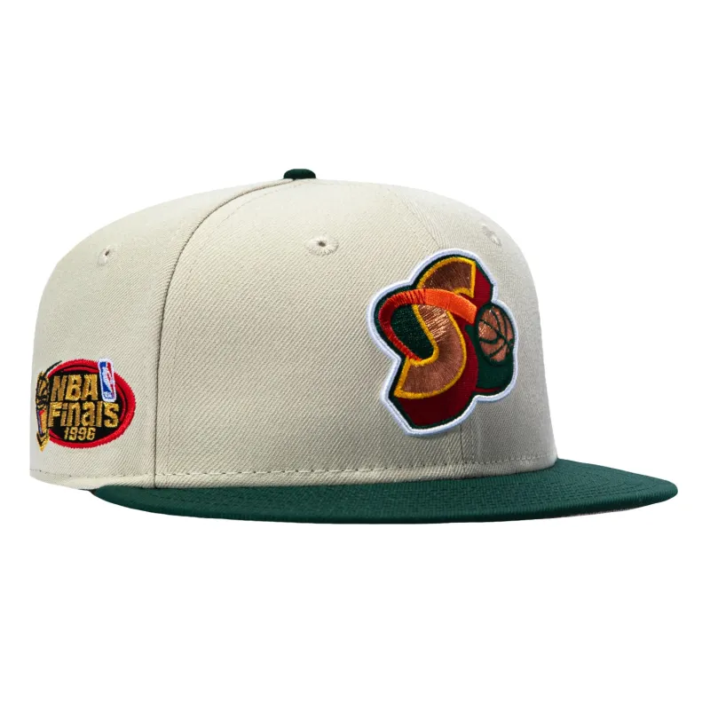 New Era 59Fifty Seattle Sonics 1996 NBA Finals Patch 1995 Alternate Hat - Stone, Green made by New Era