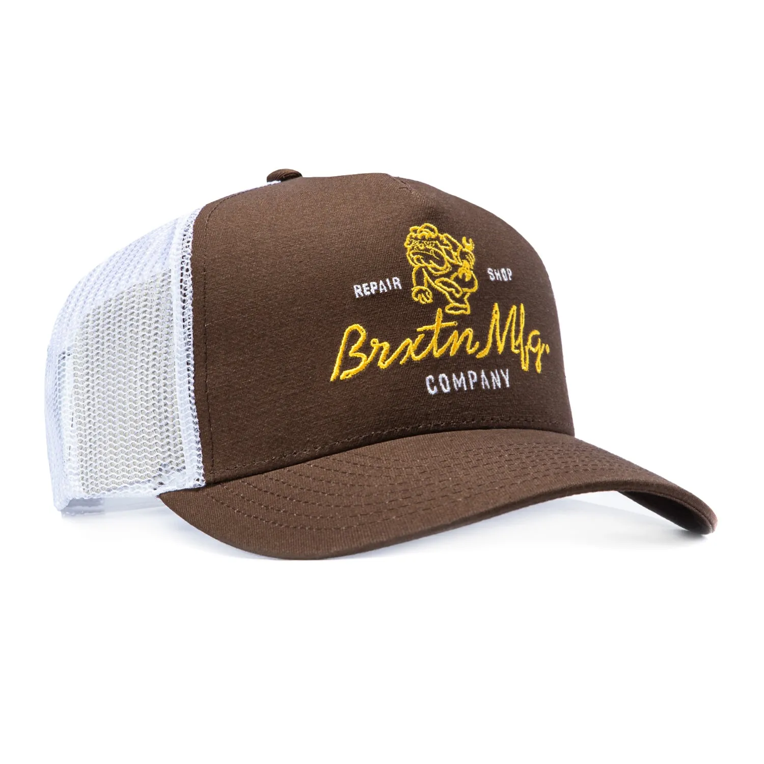 Brixton Tolman C MP Snapback Trucker Hat - White, Brown sold by Hat Club