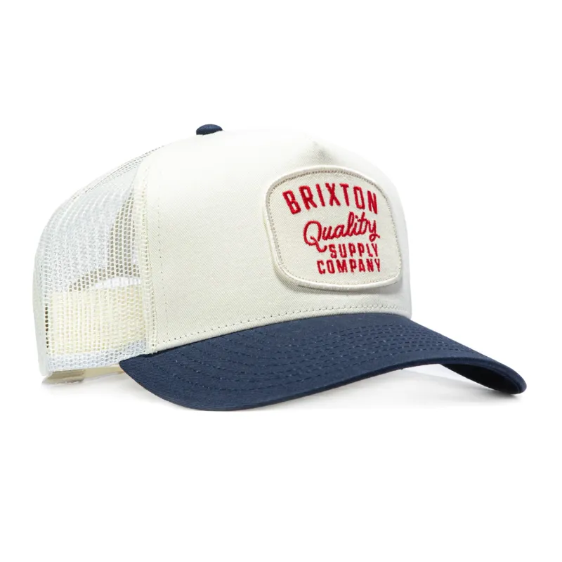 Brixton Hubal C MP Snapback Trucker Hat - White, Navy made by Brixton
