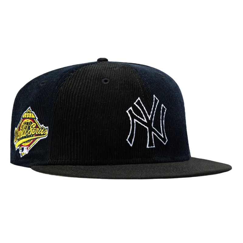 New Era 59Fifty New York Yankees 1996 World Series Patch Pinwheel Corduroy Hat - Navy, Black made by New Era