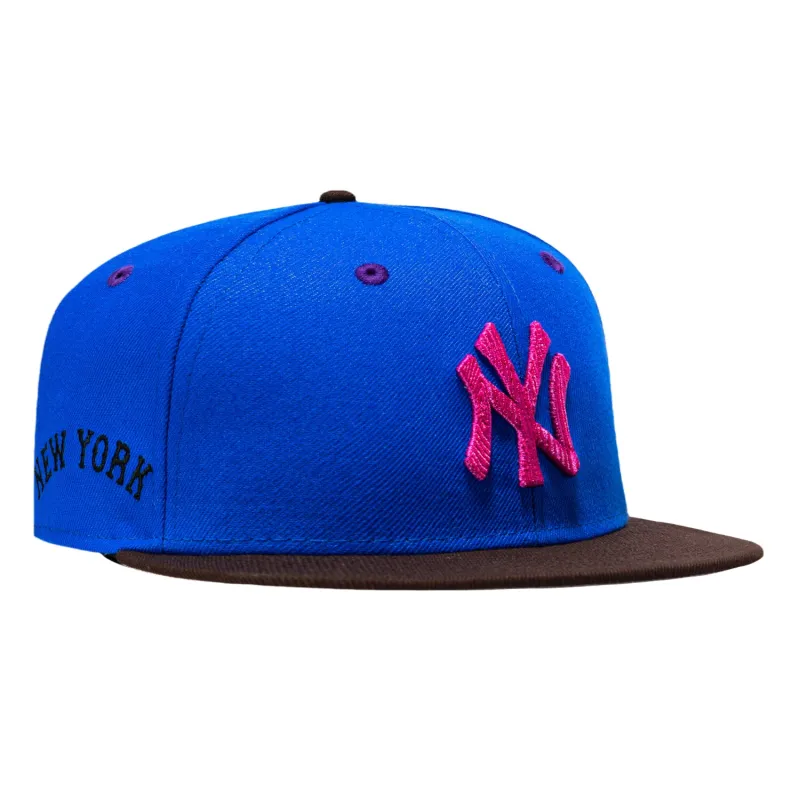 New Era 59Fifty New York Yankees Script Patch Hat - Royal, Brown, Magenta made by New Era