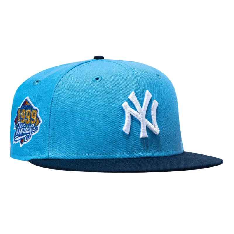 New Era 59Fifty New York Yankees 1999 World Series Patch Hat - Light Blue, Navy sold by Hat Club
