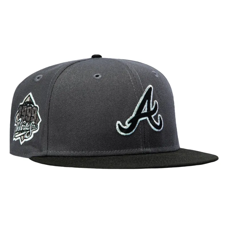 New Era 59Fifty Atlanta Braves 1999 World Series Patch Hat - Graphite, Black sold by Hat Club