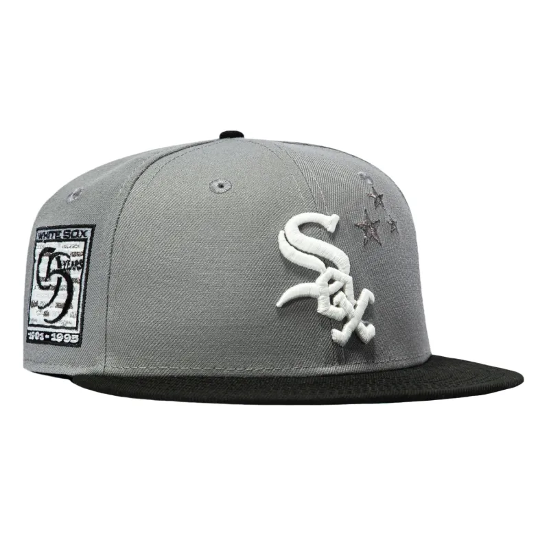 New Era 59Fifty Chicago White Sox 95th Anniversary Brick Patch Stars Hat - Storm Grey, Black sold by Hat Club