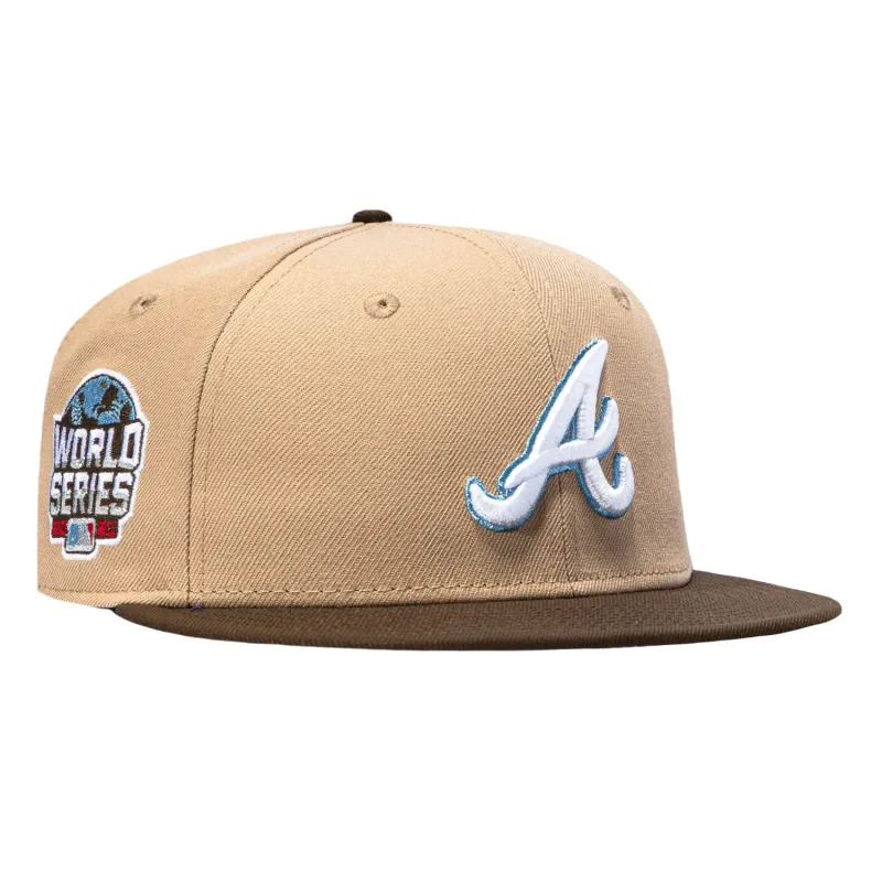 New Era 59Fifty Atlanta Braves 2021 World Series Patch Hat - Khaki, Brown sold by Hat Club