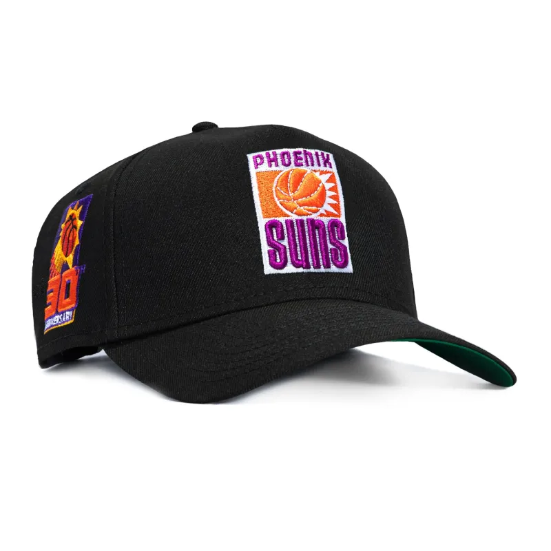 New Era 9Forty A-Frame Black Dome Phoenix Suns 30th Anniversary Patch 1968 Snapback Hat - Black sold by Hat Club