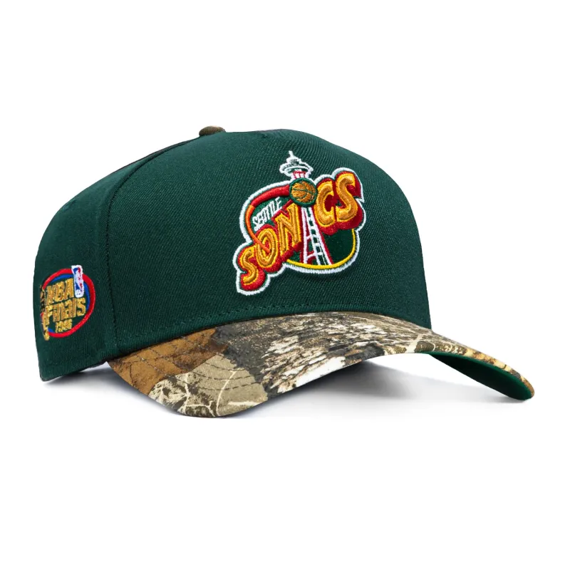 New Era 9Forty A-Frame Seattle Sonics 1996 NBA Finals Patch 1995 Snapback Hat - Green, Realtree made by New Era