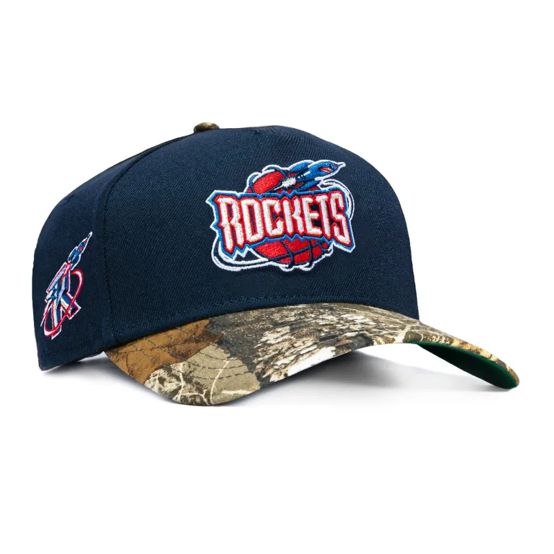 New Era 9Forty A-Frame Houston Rockets 1996 Logo Patch Snapback Hat - Navy, Realtree made by New Era
