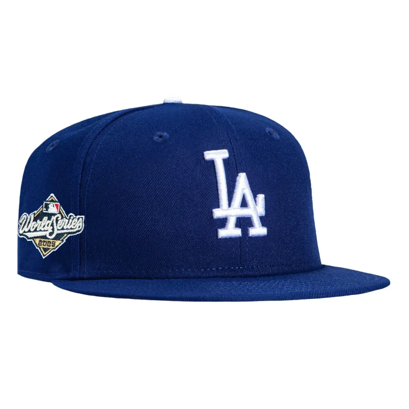 New Era 59Fifty Los Angeles Dodgers 2025 World Series Patch Pink UV Hat - Royal sold by Hat Club