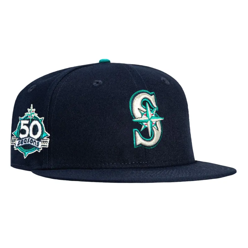 New Era 59Fifty Seattle Mariners 50th Anniversary Patch Hat - Navy sold by Hat Club