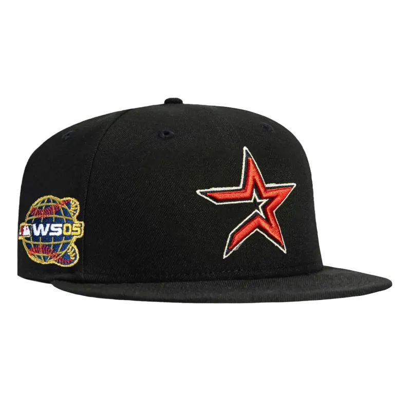 New Era 59Fifty Houston Astros 2005 World Series Patch Alternate Hat - Black sold by Hat Club