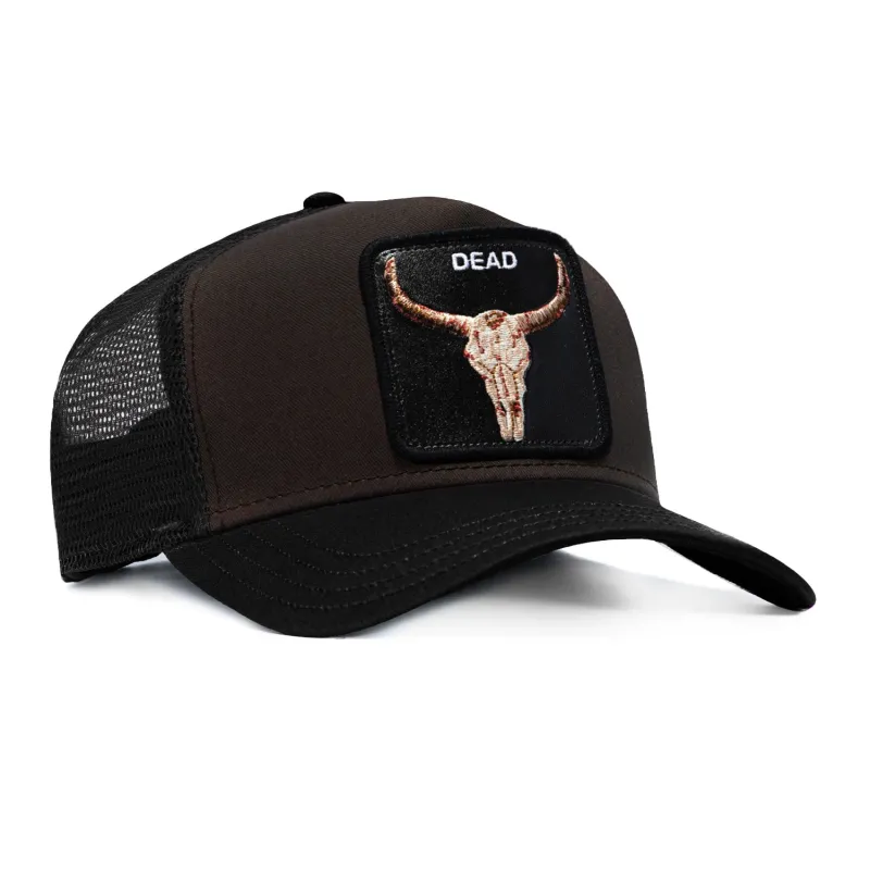 Goorin Bros Dead Skull Adjustable Snapback Trucker Hat - Brown, Black sold by Hat Club
