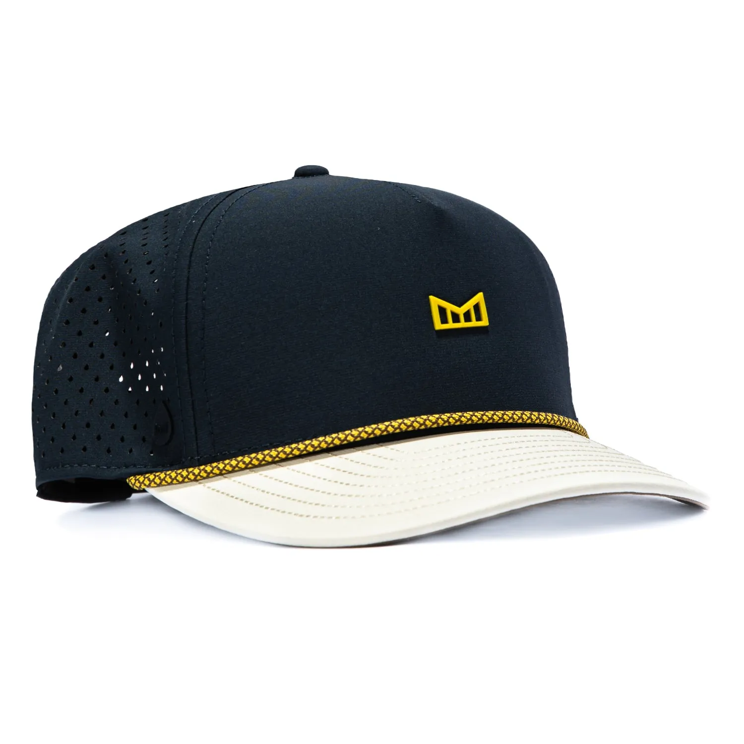 Melin Odysea Hydro Yellow Jacket Icon Snapback Hat - Navy, White sold by Hat Club