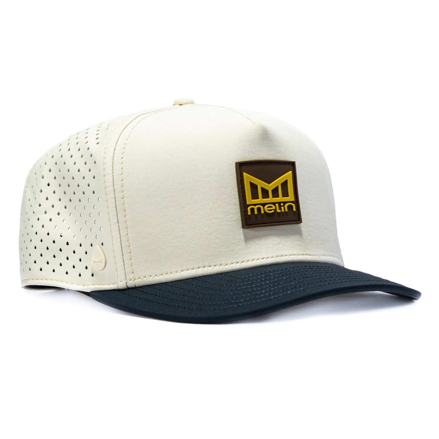 Melin Odysea Hydro Yellow Jacket Icon Snapback Hat - White, Navy sold by Hat Club