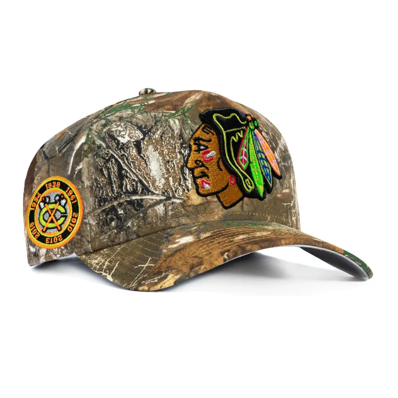 New Era 9Fifty A-Frame Neon Realtree Chicago Blackhawks 6x Champions Patch Pre-curved Snapback Hat - Realtree made by New Era