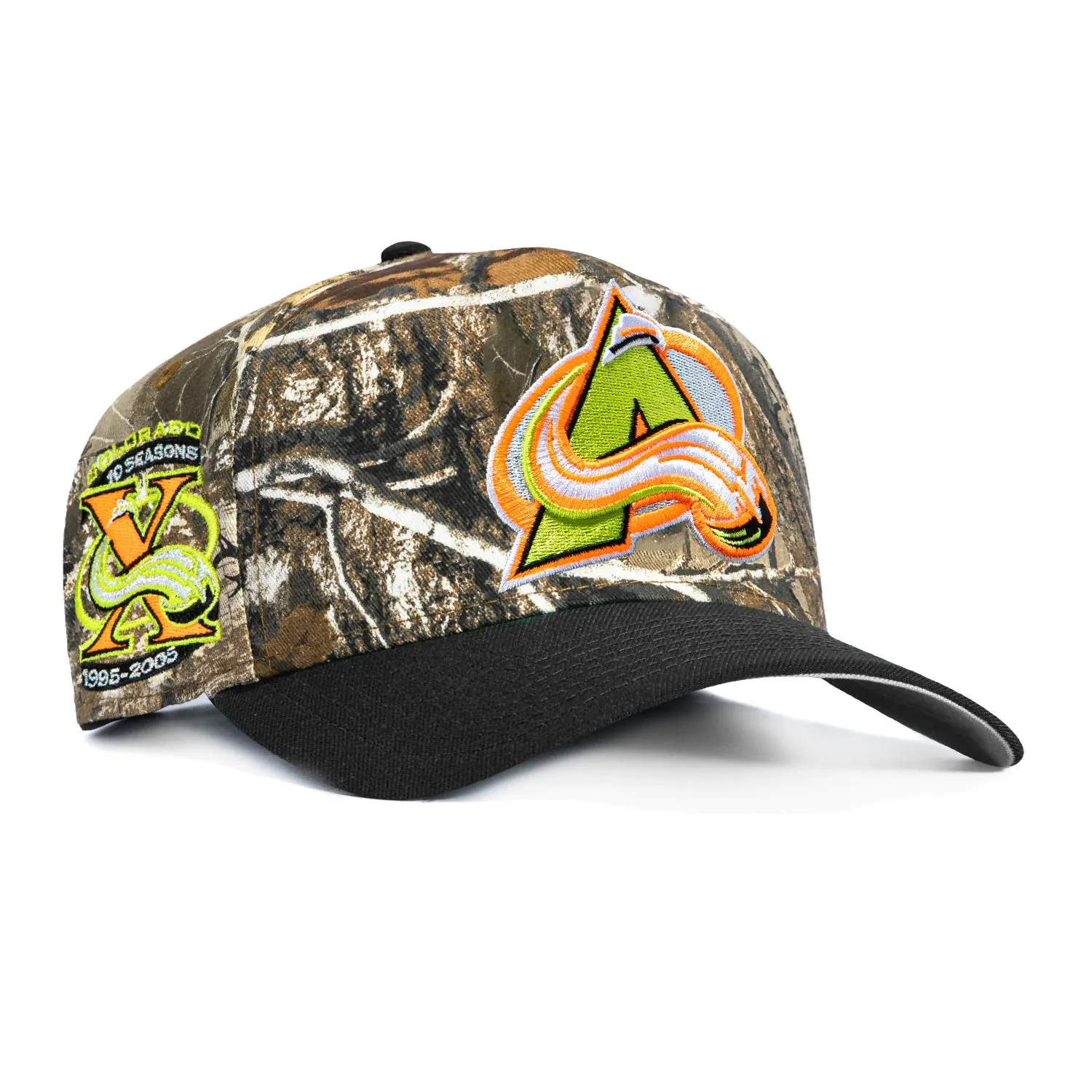 New Era 9Fifty A-Frame Neon Realtree Colorado Avalanche 10th Anniversary Patch Pre-curved Snapback Hat - Realtree, Black sold by Hat Club
