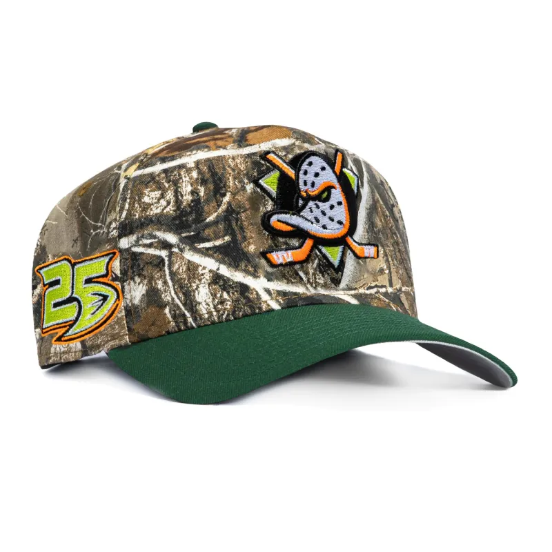 New Era 9Fifty A-Frame Neon Realtree Anaheim Ducks 25th Anniversary Patch Pre-curved Snapback Hat - Realtree, Green made by New Era