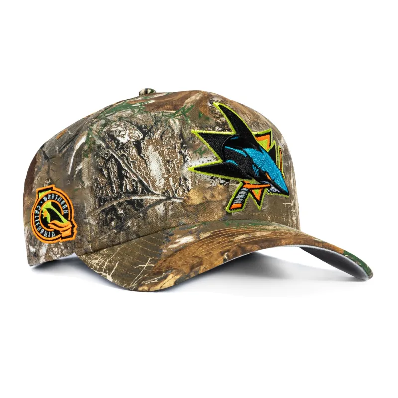 New Era 9Fifty A-Frame Neon Realtree San Jose Sharks Northern California Patch Pre-curved Snapback Hat - Realtree made by New Era