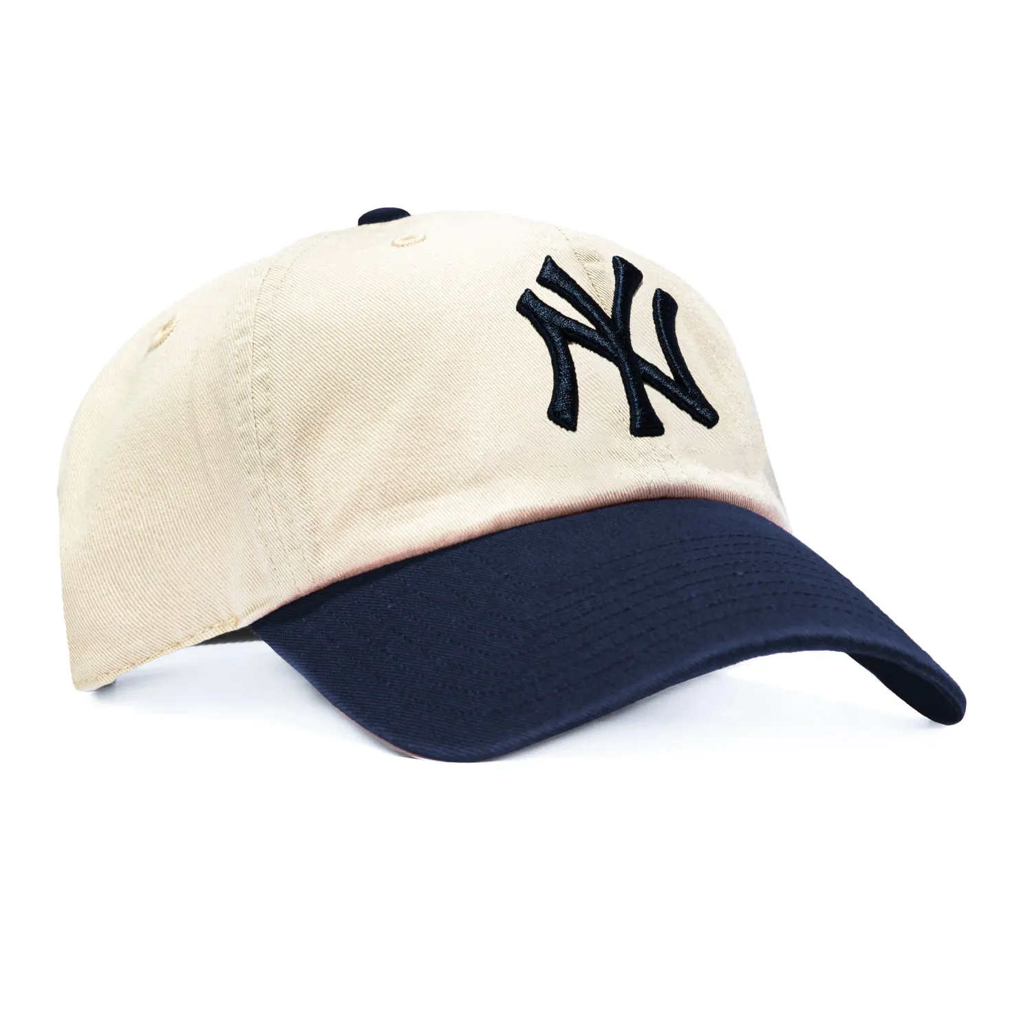 47 Brand New York Yankees Cleanup Adjustable Hat - Stone, Navy sold by Hat Club