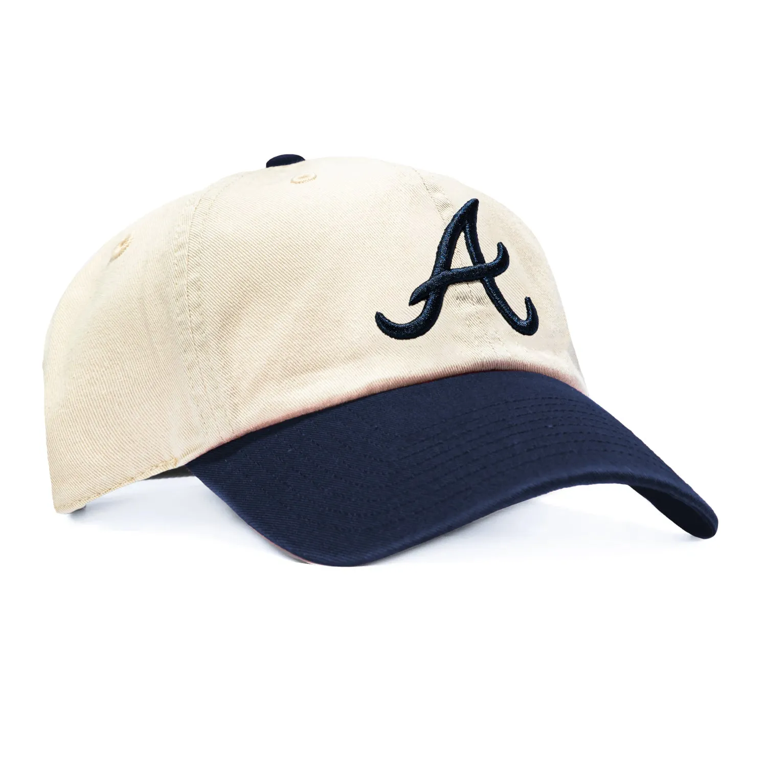 47 Brand Atlanta Braves Cleanup Adjustable Hat - Stone, Navy sold by Hat Club