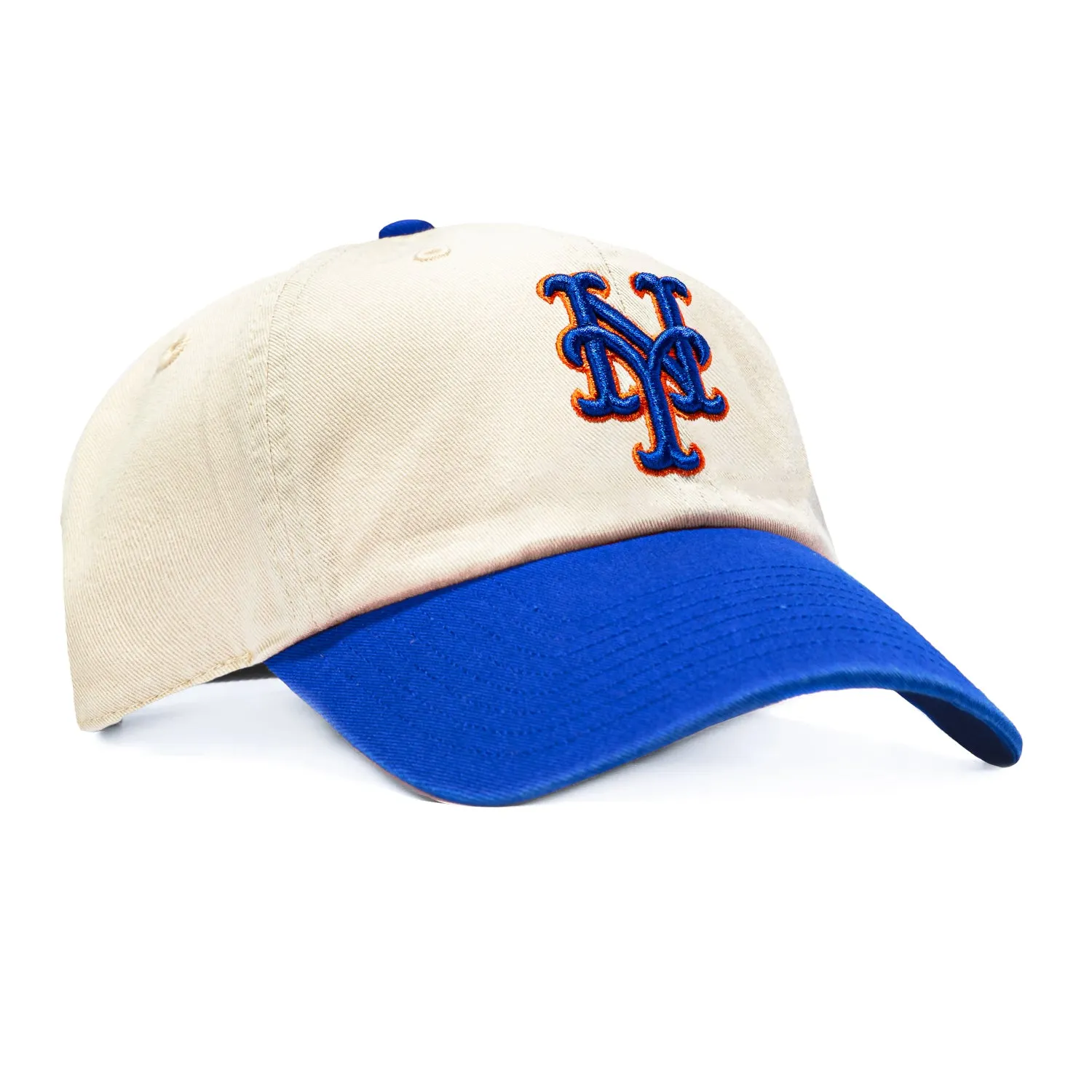 47 Brand New York Mets Cleanup Adjustable Hat - Stone, Royal sold by Hat Club