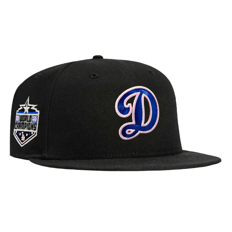 New Era 59Fifty Los Angeles Dodgers 2020 World Series Champions Patch D Pink UV Hat - Black, Royal, Pink sold by Hat Club