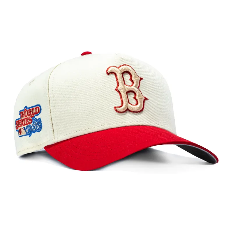 New Era 9Forty A-Frame Boston Red Sox 1986 World Series Patch Snapback Hat - White, Red sold by Hat Club