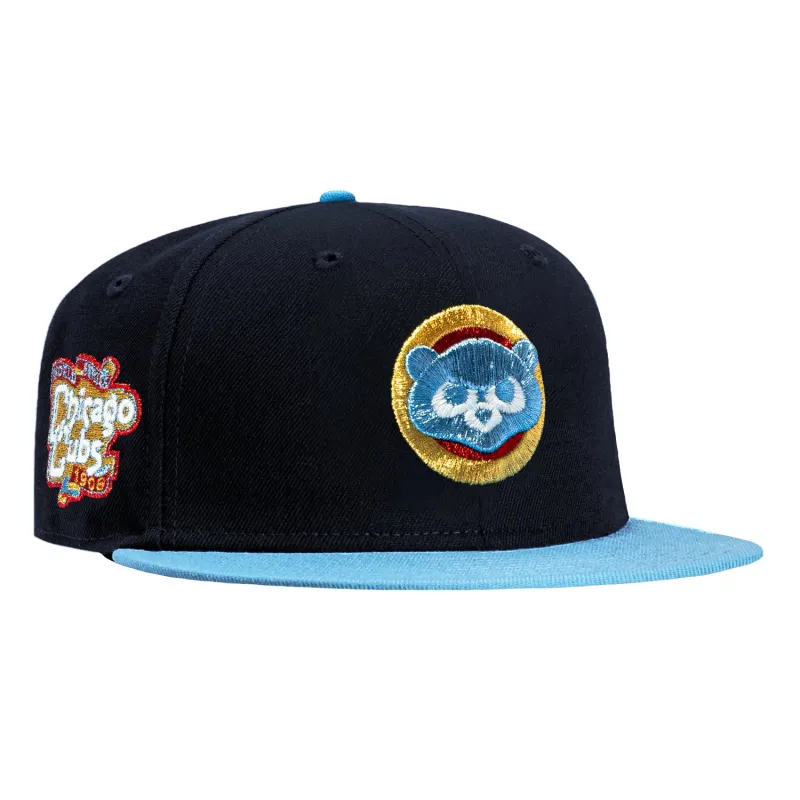 New Era 59Fifty Chicago Cubs 1908 World Series Patch Hat - Navy, Light Blue, Metallic Gold made by Hat Club