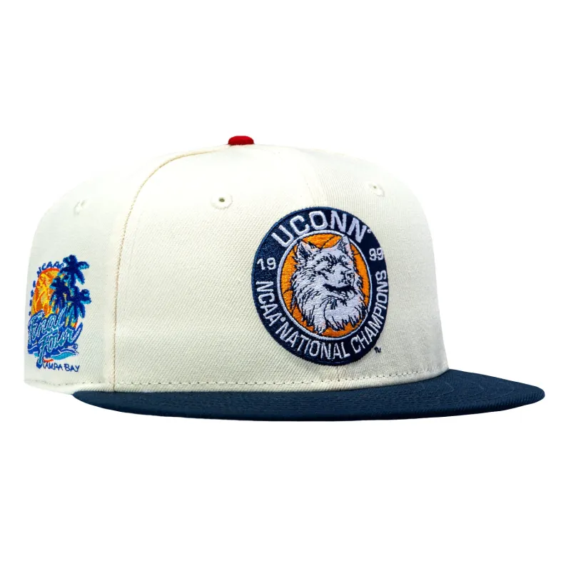 New Era 59Fifty UConn Huskies 1999 Final Four Patch Arch Hat - White, Navy made by New Era