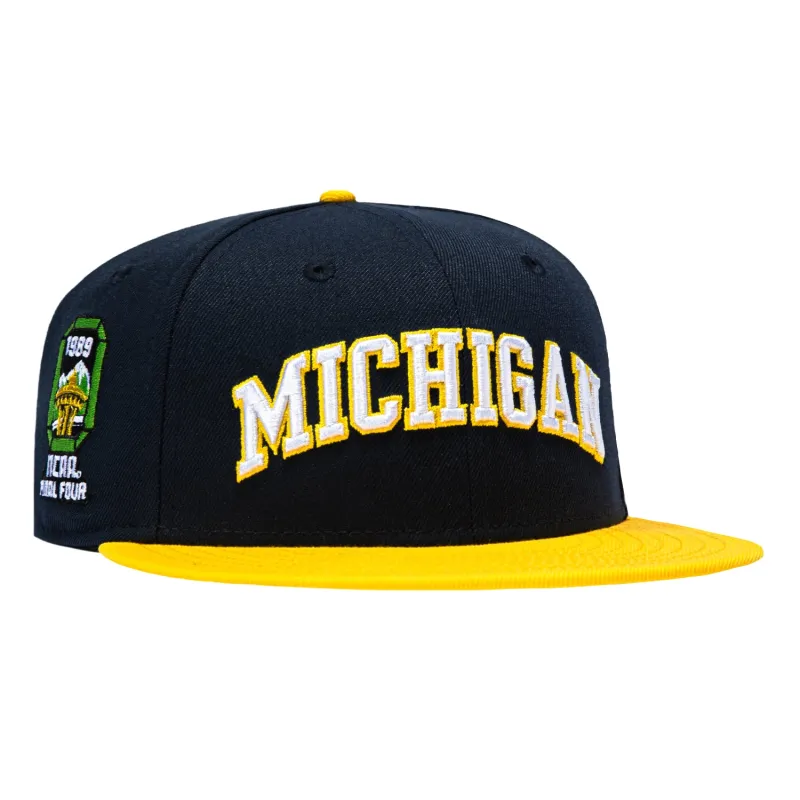 New Era 59Fifty Michigan Wolverines 1989 Final Four Patch Arch Hat - Navy, Yellow made by New Era