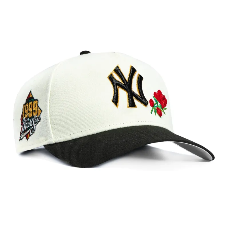 New Era 9Forty A-Frame Rose New York Yankees 1999 World Series Patch Snapback Hat - White, Black sold by Hat Club