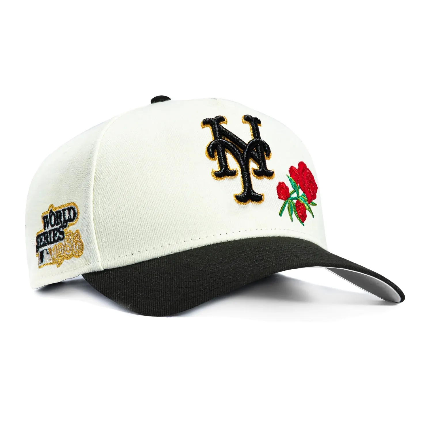 New Era 9Forty A-Frame Rose New York Mets 1986 World Series Patch Snapback Hat - White, Black sold by Hat Club