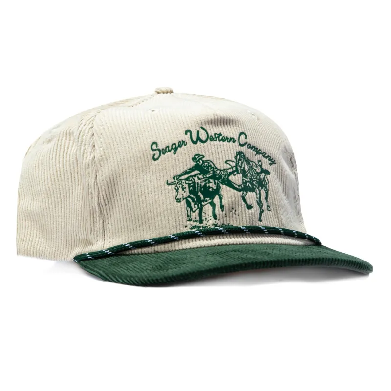 Seager Los Rios Corduroy Snapback Hat - Tan, Green made by Seager