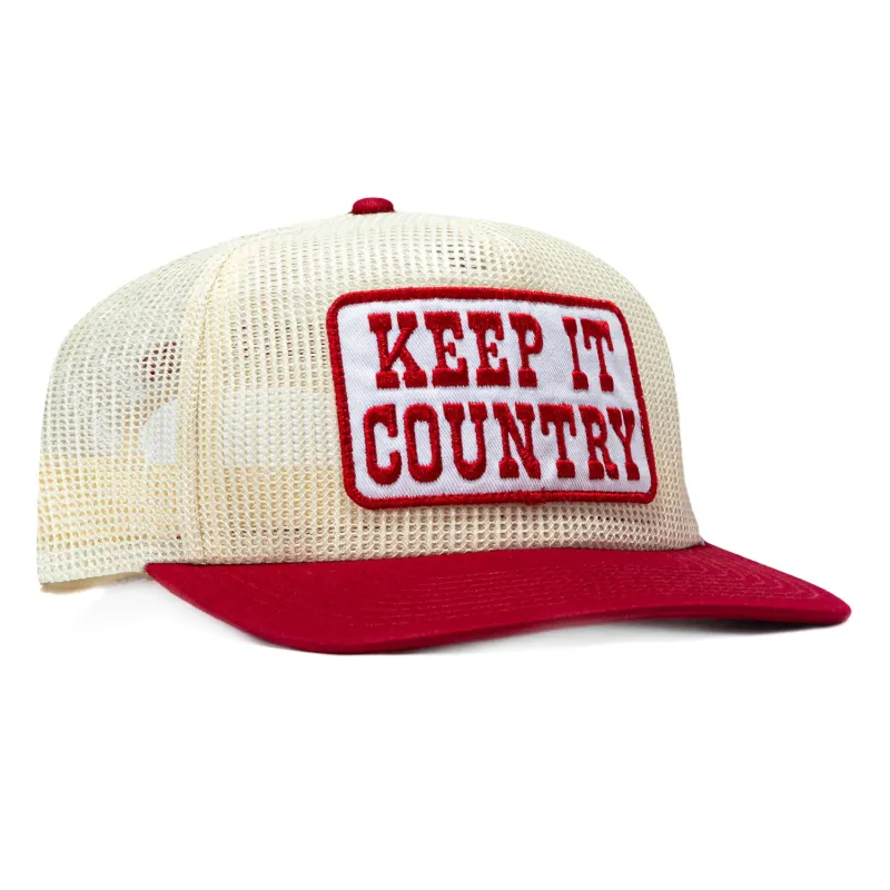 Seager Keep It Country Snapback Trucker Mesh Hat - White, Red made by Seager