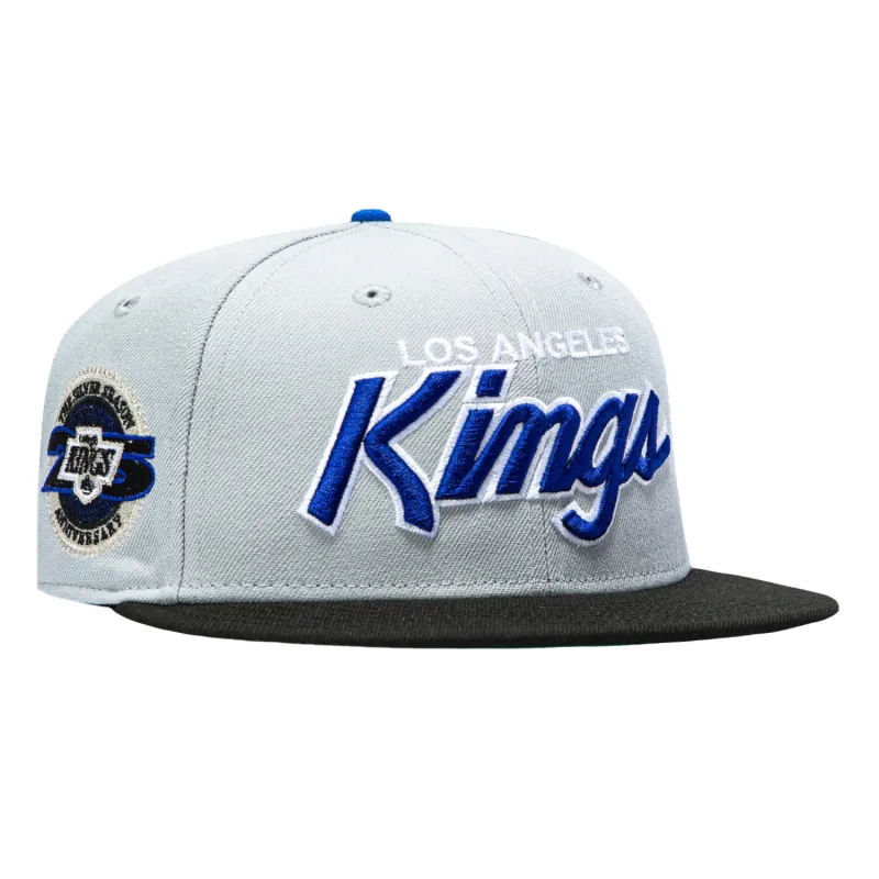 New Era 59Fifty Los Angeles Kings 25th Anniversary Patch Script Hat - Grey, Black, Purple made by New Era