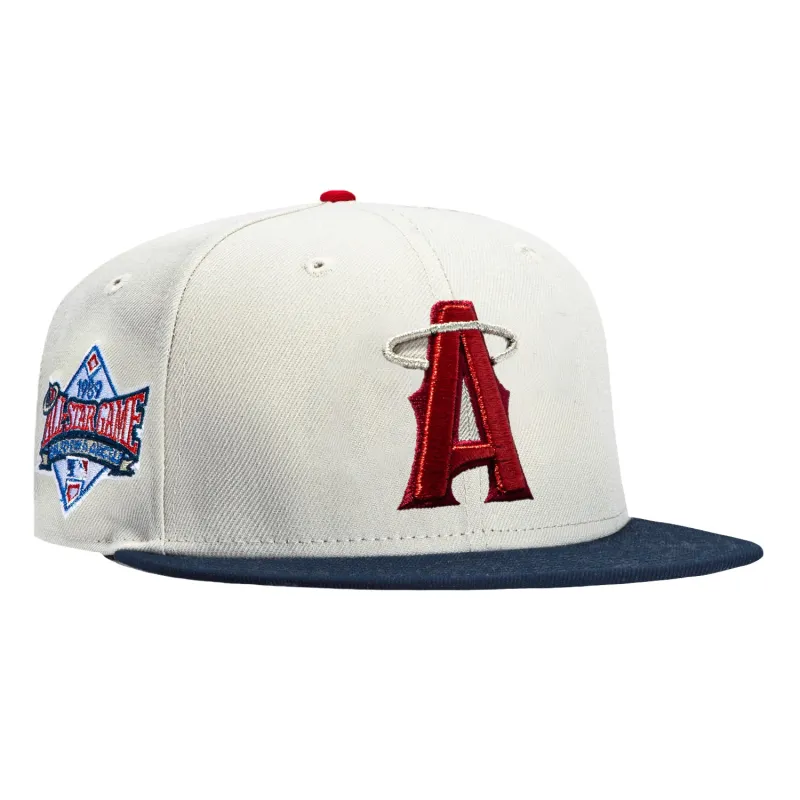 New Era 59Fifty Los Angeles Angels 1989 All Star Game Patch City Hat - Stone, Navy, Red made by New Era