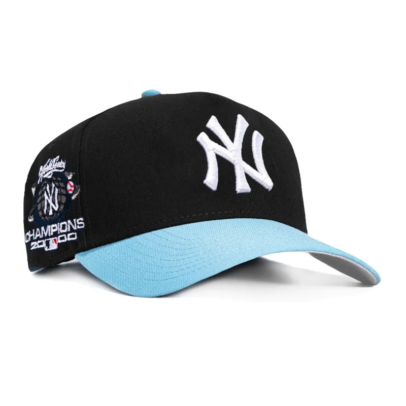 New Era 9Forty A-Frame New York Yankees 2000 World Series Champions Patch Snapback Hat - Black, Indigo made by New Era