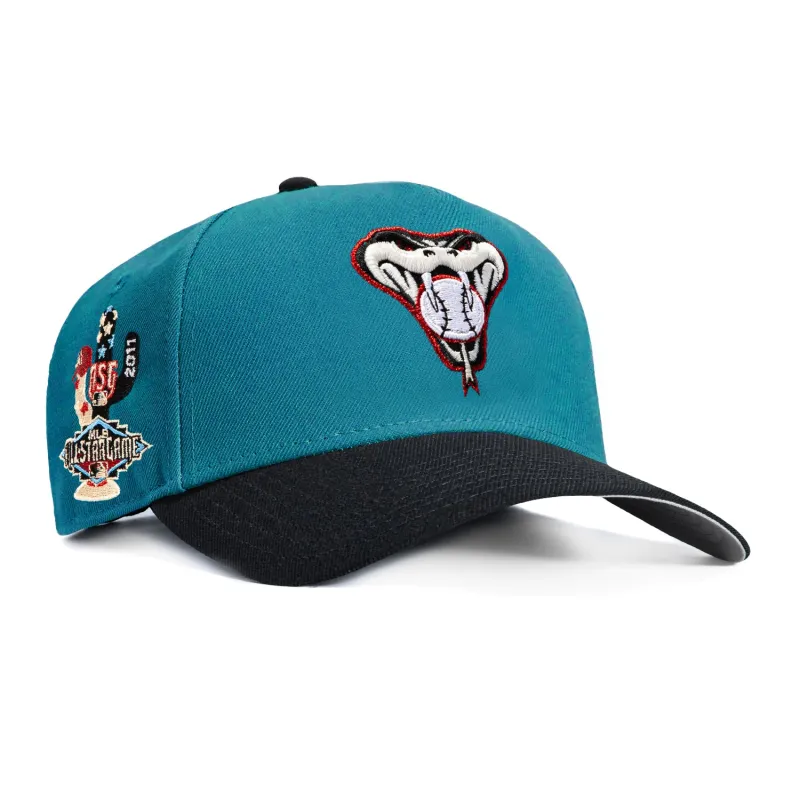New Era 9Forty A-Frame Arizona Diamondbacks 2011 All Star Game Patch Snapback Snakehead Hat - Teal, Black made by New Era