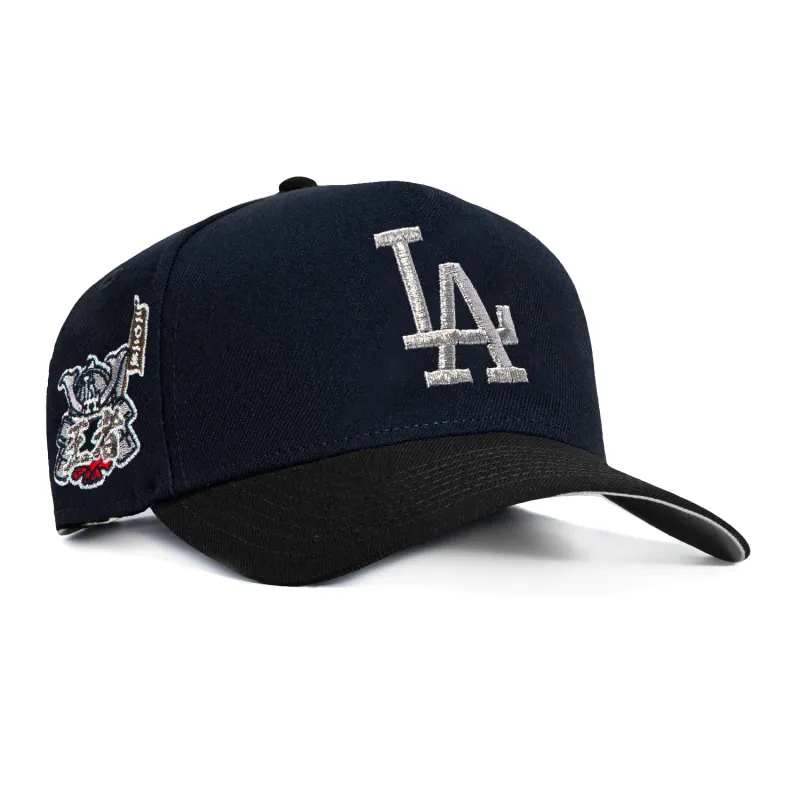 New Era 9Forty A-Frame Los Angeles Dodgers 2025 World Series Patch Snapback Shogun Hat - Navy, Black, Metallic Silver made by New Era