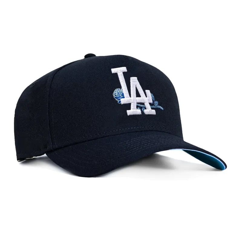 New Era 9Forty A-Frame Los Angeles Dodgers Snapback Rose Light Blue UV Hat - Navy, Light Blue made by New Era