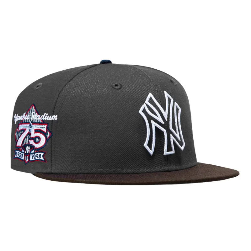 New Era 59Fifty New York Yankees 75th Anniversary Stadium Patch Hat - Grey, Brown made by New Era
